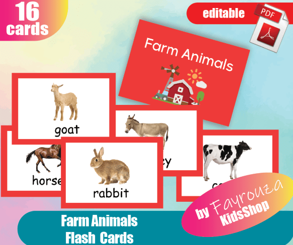 Farm Animals hash cards