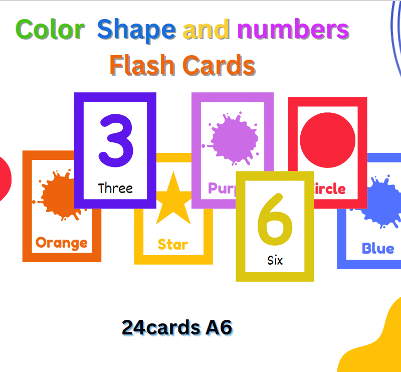 Color Shape and numbers Flash Cards