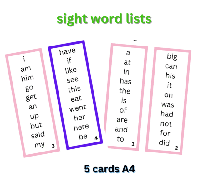 sight word lists