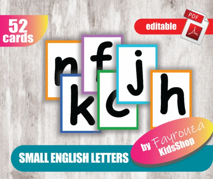 Small English letters Flash Cards