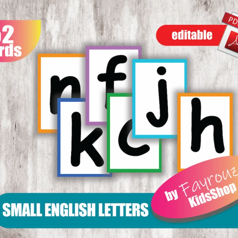 Small English letters Flash Cards